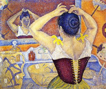 (image for) Handmade Oil painting for home canvas, oil painting framed canvas for living room Paul Signac's painting, Woman Arranging Her Hai